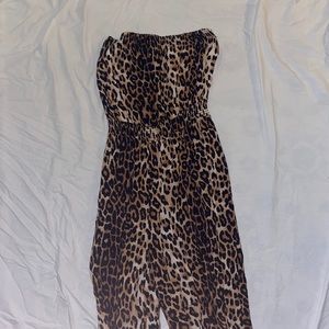 strapless cheetah print jumper